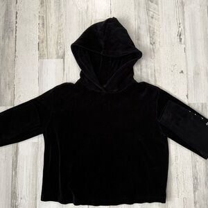 Women’s Juicy Couture Black Rhinestone Cropped Pullover Hoodie Size XS